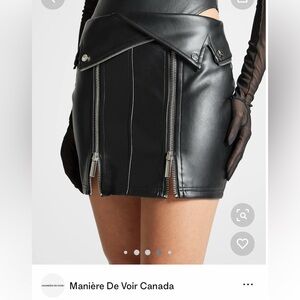 Vegan leather biker mini skirt Manière De Voir gathered